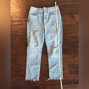 Madewell Blue Straight Leg Jeans Distressed size 27P